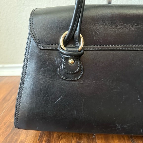 ROBERTA M Italian Leather Satchel Bag in Black (L 15" x W 6.25" x H 9") - Picture 7 of 14